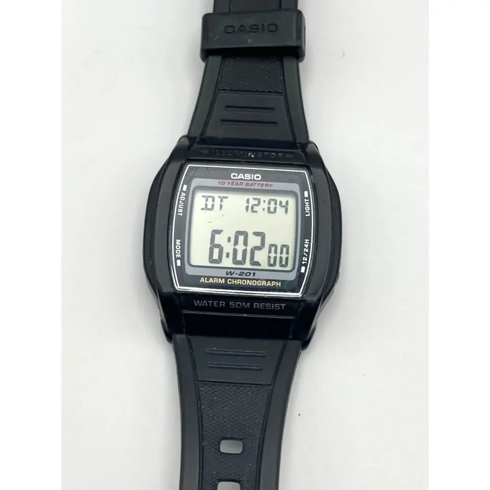 Casio Illuminator W-201 Men's Multifunction Watch 36mm - New Battery Alarm WR